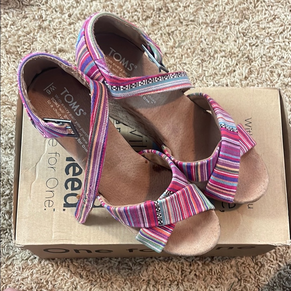 TOMS Striped Wedge Sandals